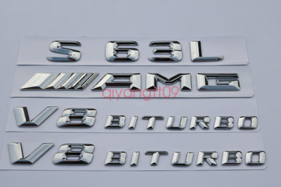 S63L + AMG + V8 BITURBO Letters Trunk Embl Badge Sticker for Mercedes Benz