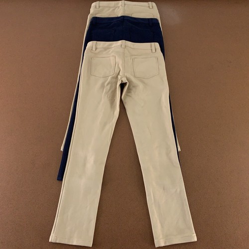French Toast Girls 10 Khaki Navy Stretch Knit Uniform Skinny Pants 3 Pack New - Picture 3 of 4