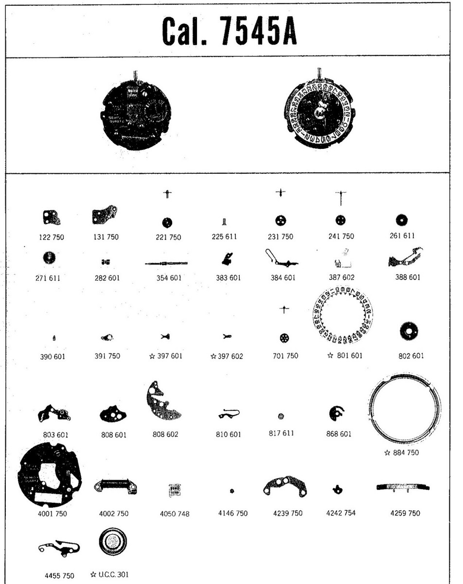 腕時計色々部品取り Genuine Seiko Quartz Watch Parts cal 7545 / 7546 / 7548