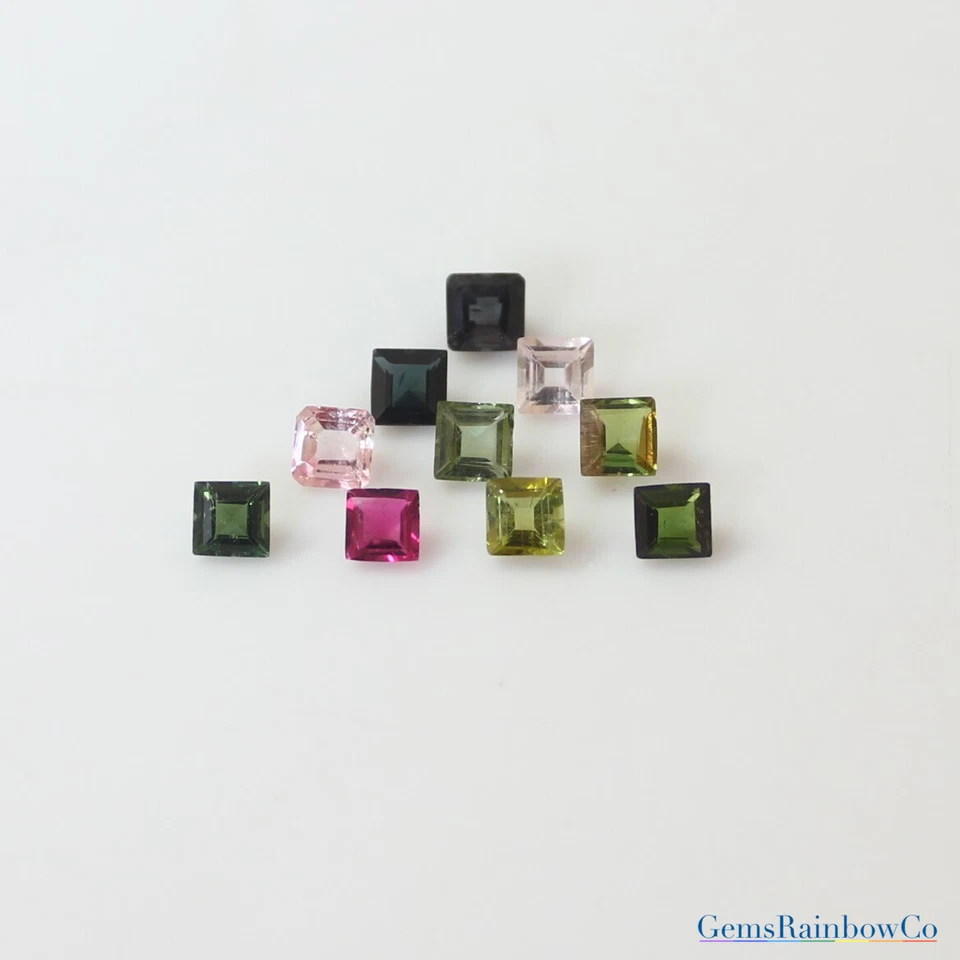 5mm Natural Tourmaline Multi-Colour Square Faceted Loose gemstones AAA Quality - Image 4 of 4