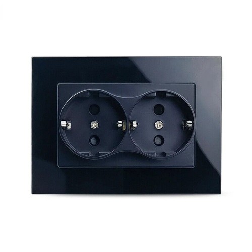 Melery Double EU Wall Electrical Power Socket Crystal Glass Panel Russia Outlet - Picture 10 of 21