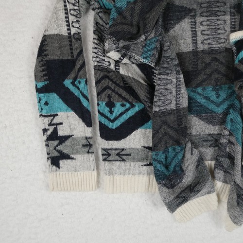 Xhilaration Cardigan Girls Size X-Small Gray/ Teal Aztec Print Made in USA - Picture 2 of 17
