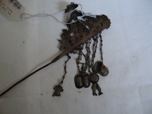 Very Fine Ornate Antique Peruvian Silver Metal & Stones Hairpin Ex - Christies - Picture 8 of 12