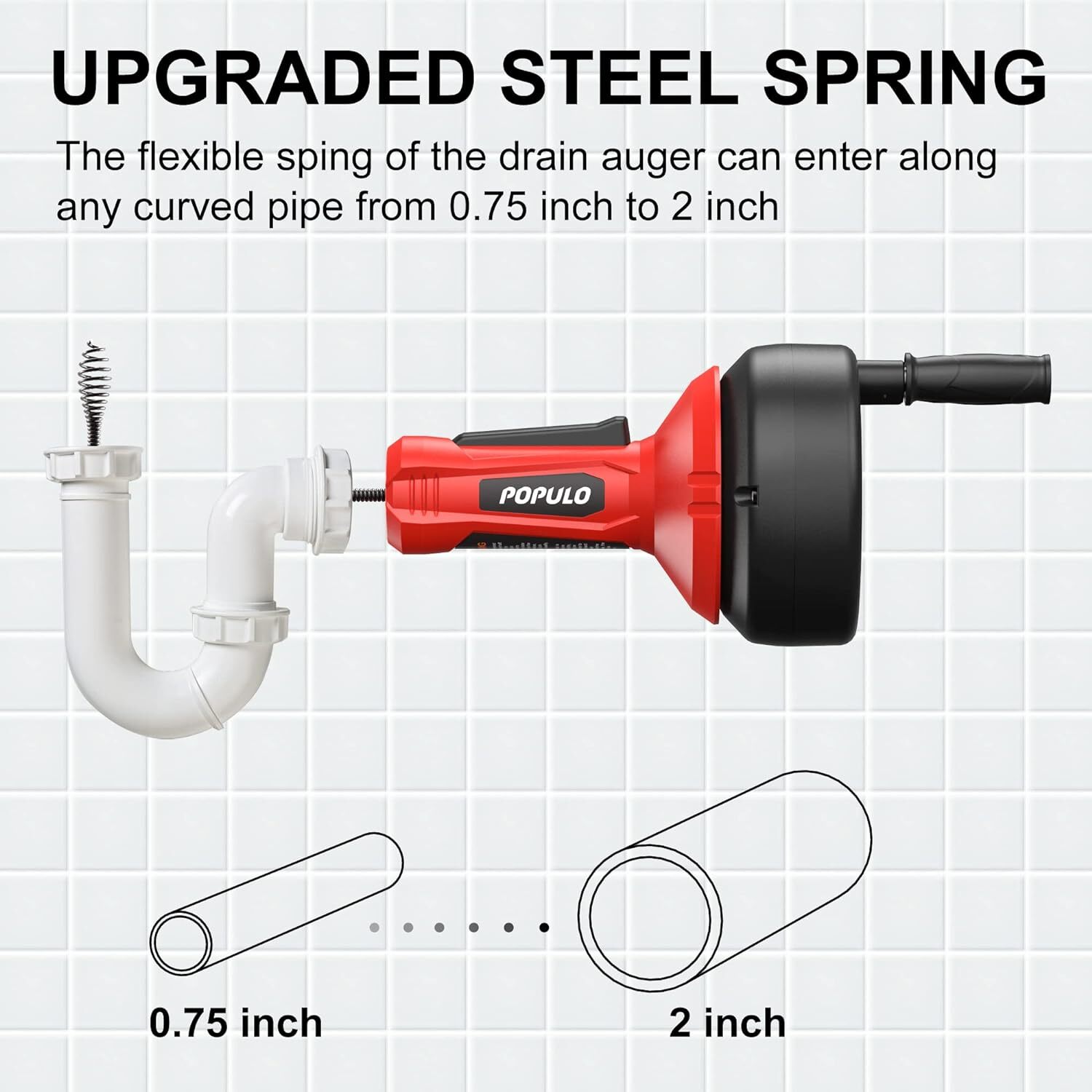 POPULO Drain Auger Plumbing Snake w/ Gloves 3/42'' Pipe Snake Drain Clog, New eBay