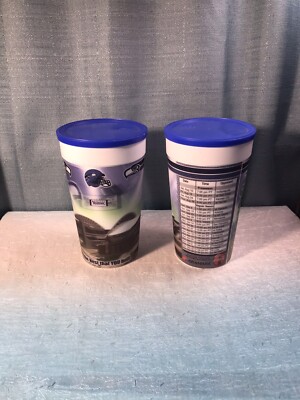 Pair of 2002 Seattle Seahawks Cups w Lids Holographic Rare Lightly Used