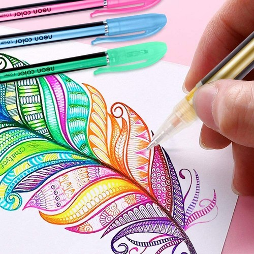 UK Gel Pen Set Metallic Pastel Glitter Neon Gel Pens for Adult Colouring Book - Picture 18 of 29