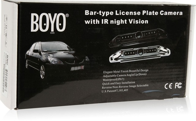 Black BOYO VTL420CIR Bar-Type License Plate Camera with IR Night Vision