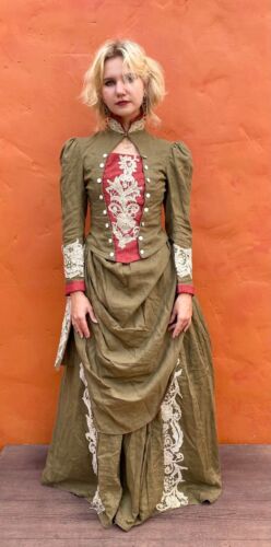 Reproduktion viktorianisches Treibenkleid 2 Röcke + Jacke historisches Kostüm 3-teilig - Bild 2 von 10