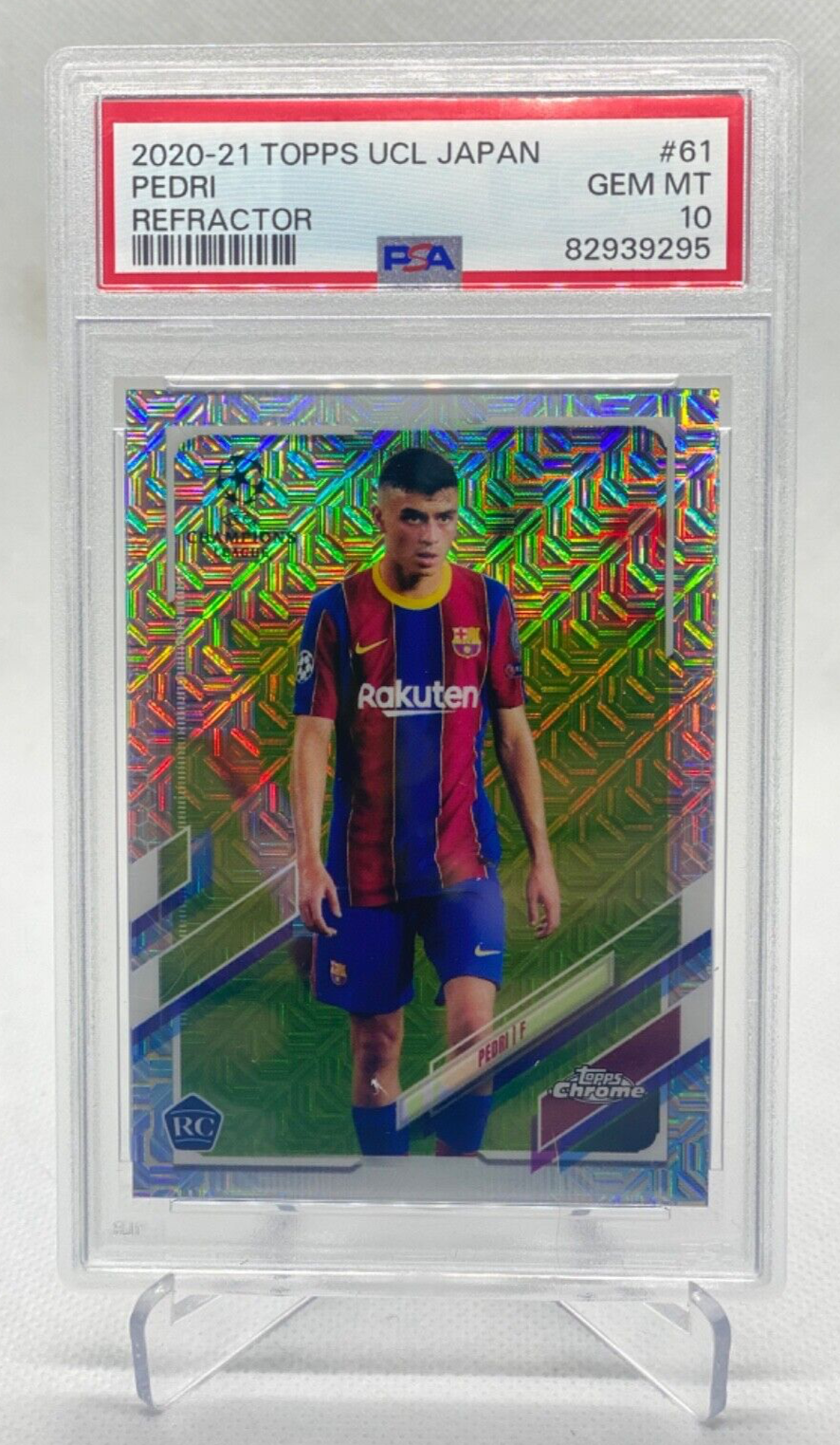 2020-21 Topps UCL Japan Pedri Refractor RC PSA 10 GEM MT #61