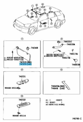 TOYOTA RAV4 ACA2# 2003-2005 Genuine Sun Visor Left Side Gray 74320