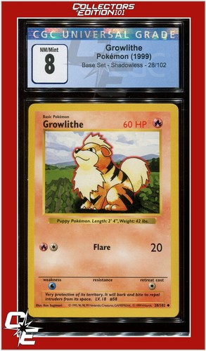 Growlithe (Shadowless) graded CGC 8 for sale on eBay