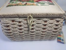 Vintage J. C. Penny's Sewing Basket with Needlepoint On Lid