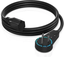 Maximm Cable 3 Feet 360° Rotating Flat Plug Extension Cord/Wire, 3 Prong Grounde