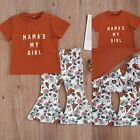 2Pcs Toddler Baby Girls Clothes Short Sleeve T-shirt Floral Pants Summer Outfits