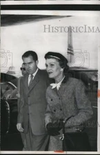 1956 Press Photo Richard Nixon & Wife Pat at San Francisco Airport - nef23797