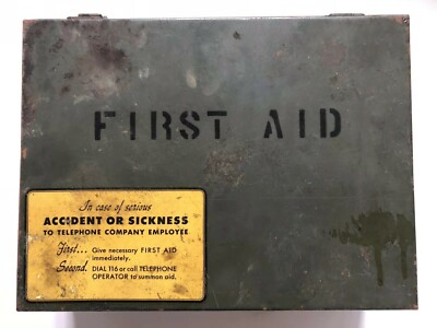 VTG Bell System-C Telephone First Aid Kit Empty Metal Case Box Latch Water-Tight