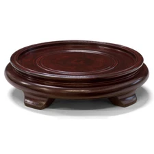 US Seller - 6 Inch Dark Brown Round Chinese Wooden Stand
