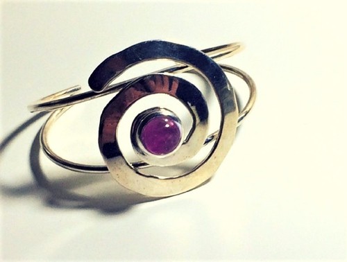 Amethyst Bangle, Spiral Bangle, Spiral Bracelet Wicked Fish Design, Boho Bangle - Picture 8 of 8