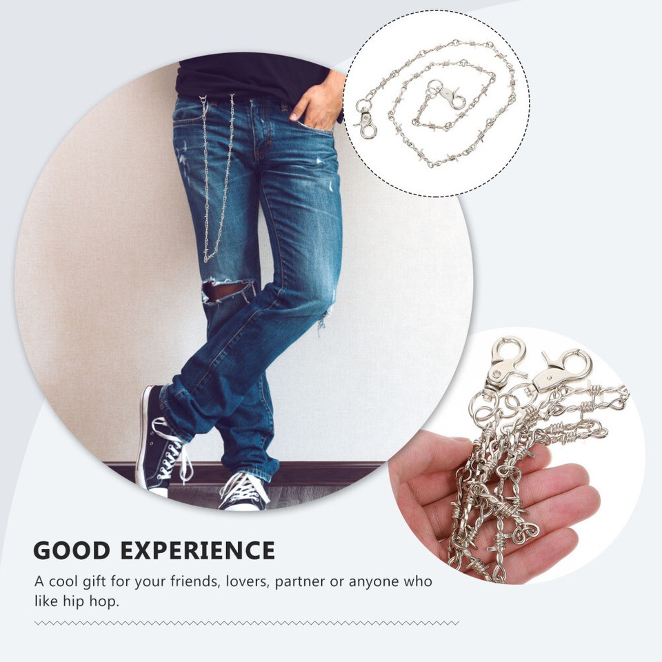 Beaupretty Herren Jeans Kette - Goldene Hip Hop Chain Mit Perlen