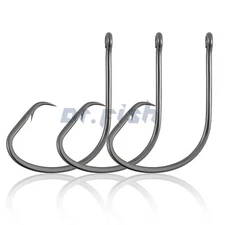 100Pcs Offset Fishing Circle Hooks High Carbon Steel Black Octopus Wide Gap Surf