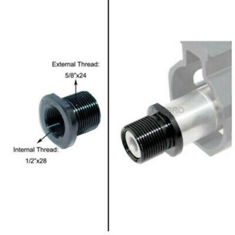 Black Thread Adapter Convert 1/2x28 TPI to 5/8x24 TPI Aluminum | eBay