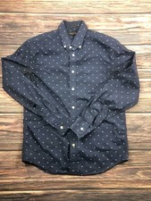 Banana Republic Mens Size Small Slim Flex Fit Navy Blue Bicycle Button Down Shir