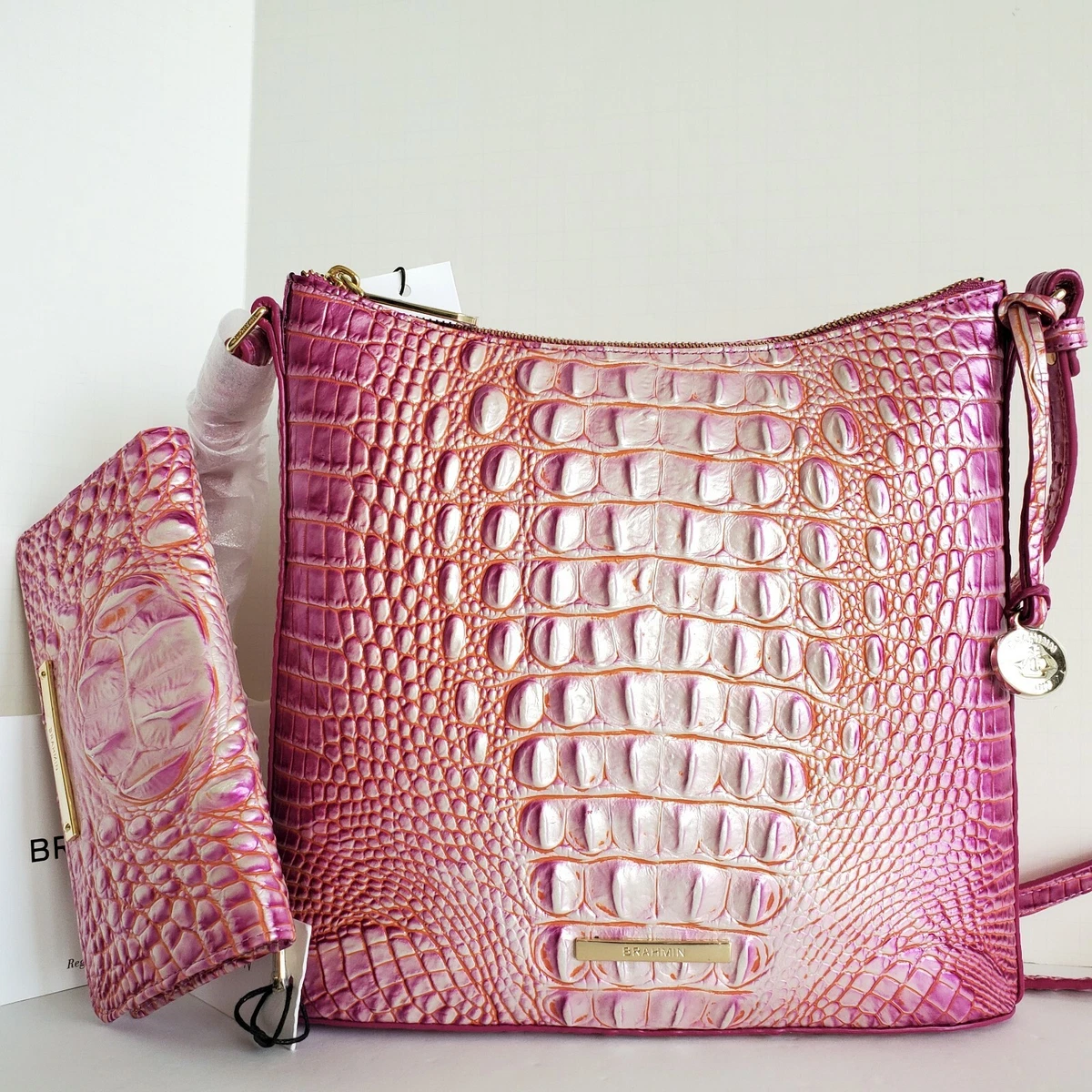 Brahmin Katie Crossbody Peony Ombre Leather Messenger Bag