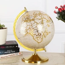 Globe World 10 Inch Dia with Sturdy Gold Stand for Gifting, Home Decor Office