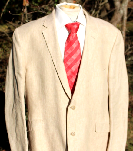 Joseph Abboud Men's Partially Lined Beige 100% Linen 2 Button Blazer Size 50L