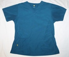 Ladies Wonder Wink blue scrub shirt top Size medium