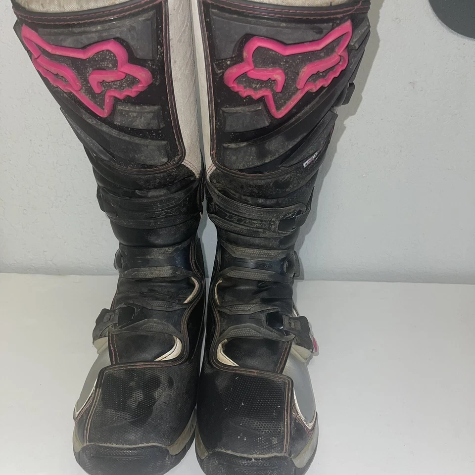 Botas de motocross Fox Comp 5 para mujer talla 9 (W9, EU 41) negro rosa 4 correas Foto 3 de 4
