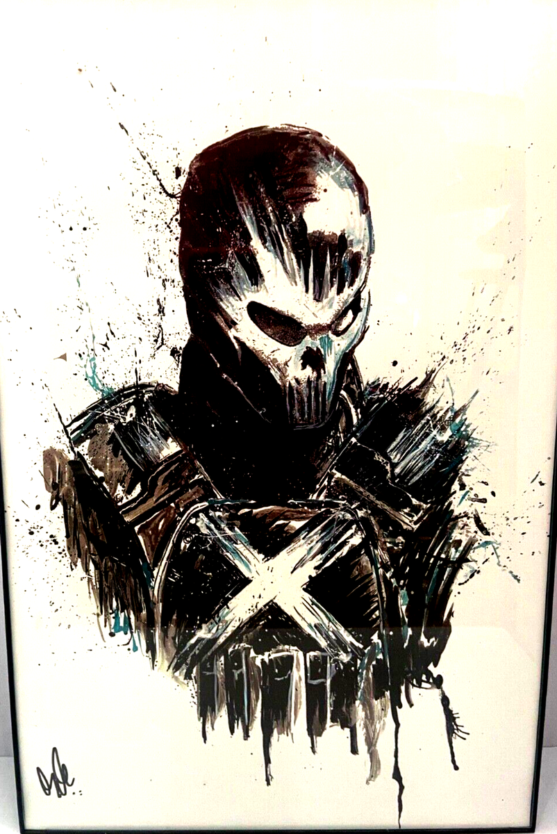 絵画 PUNISHER Marvel Super Hero Punisher Sketched/Painted Art In Frame 17.x 11.5