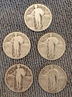 Lot of 5 Standing Liberty quarters - circulated