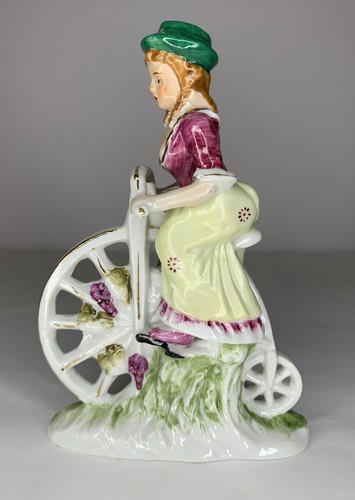 Vintage Paar viktorianische Porzellanfiguren Paar auf Fahrrädern 6,25 Zoll handbemalt - Bild 2 von 13