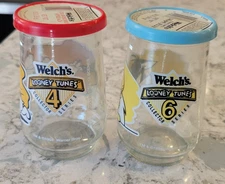 2 Welch's Jelly Glass Jar Looney Tunes 4 & 6 Collector Series 1994 With Lid RARE