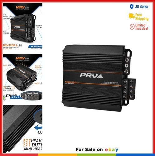 4 Channel Car Amplifier 1200 Watt RMS 2 Ohm Mini Class D Bridgeable Motorcycle