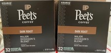 Peet's Major Dickason's Blend K-Cup Coffee 2 Boxes 64 Total Pods Dark Roast