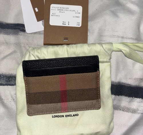 Burberry Sandon Canvas Check Leather Slim Card Case Wallet