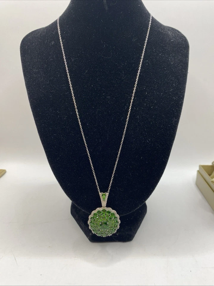 JTV Verde Cromo Diópsido Rodio Sobre Plata de Ley Colgante 18" Cadena 5.8 ctw Foto 2 de 4