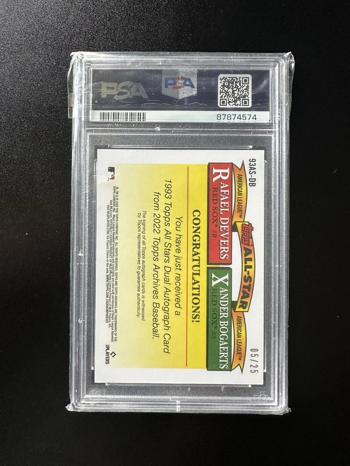 ARCHIVOS 2022 Xander Bogarts/Rafael Devers '93 azul automático/25 PSA 10 Foto 2 de 2