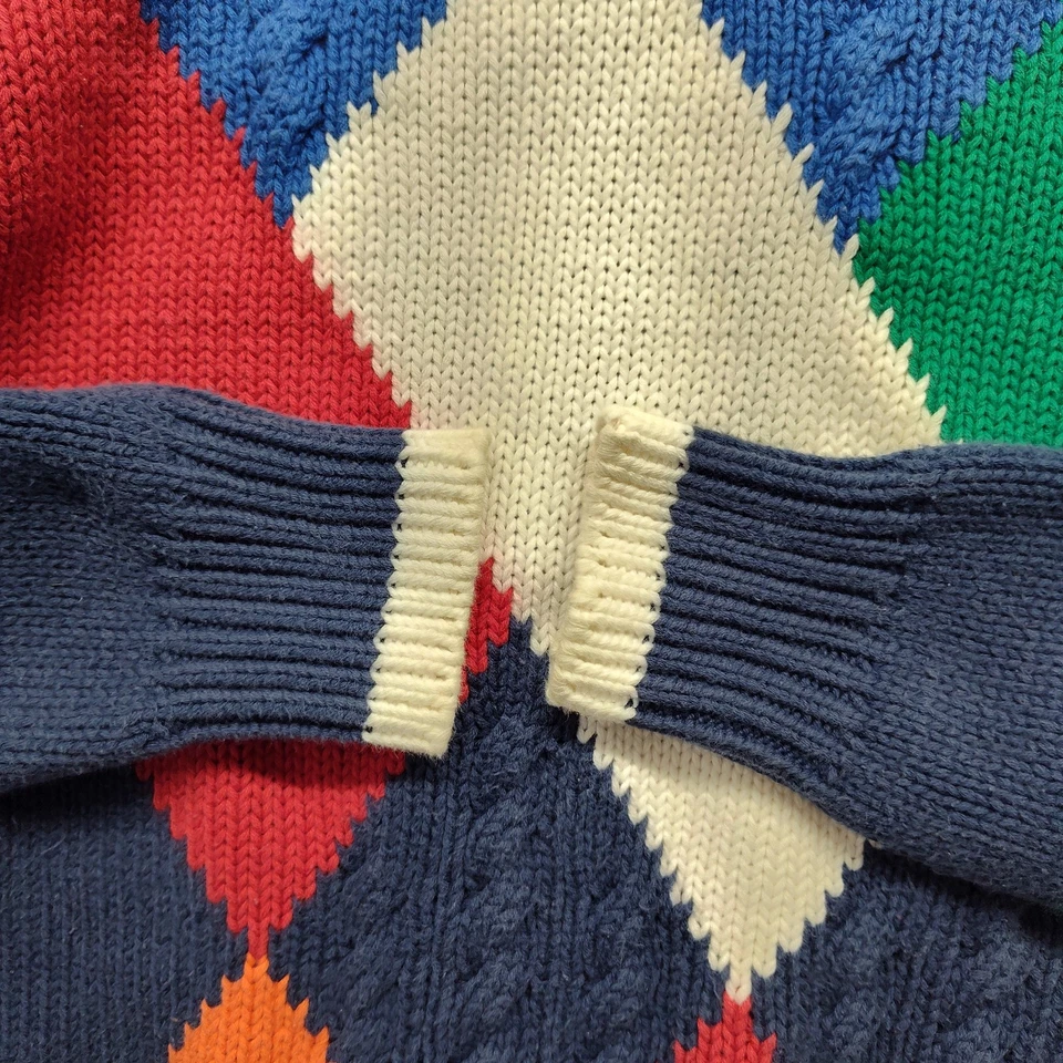 Suéter Vintage Colorido Para Hombre Pequeño Multicolor Tejido Arlequín Pullover Años 90 Foto 4 de 4