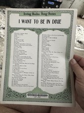 O 9x12 IRVING BERLIN Master Song Series Sheet Music: I WANT TO BE IN DIXIE