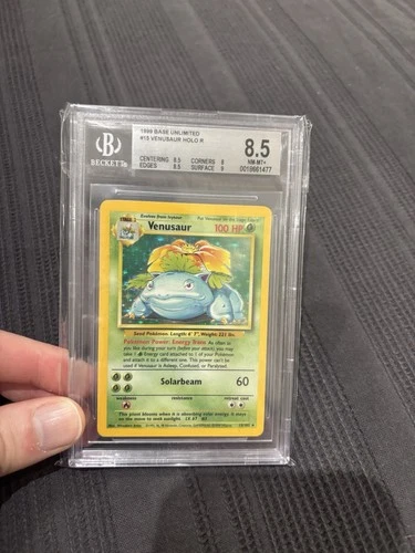 Pokémon Base Set Venusaur 1999  Unlimited Holo 15/102 - Beckett 8.5