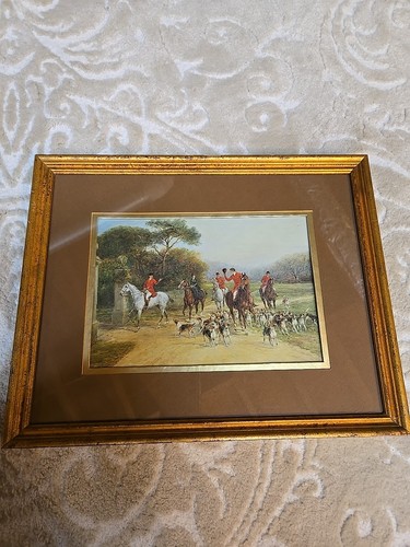 Jagd Kunstdruck Pferd Hund Victorian English County "The Finish" 15"×12"
