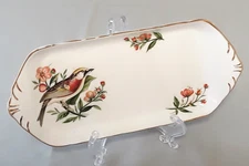 ROYAL CHELSEA Audubon Birds Bone China RELISH TRAY, Chestnut Warbler, England