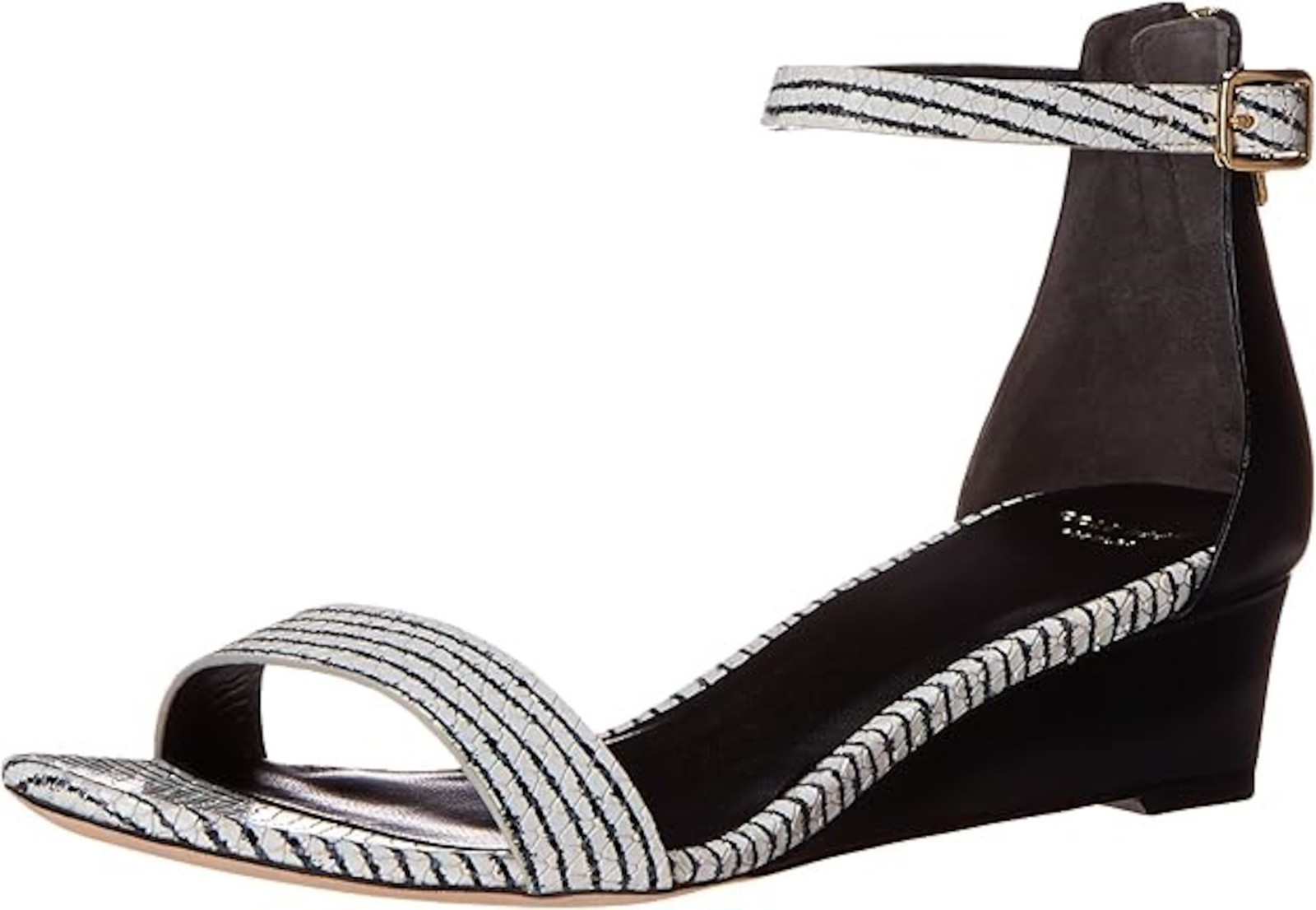 APL COLE HAAN Rossi sandalo a righe bianco nero pelle zeppa cinturino alla caviglia zip taglia 9