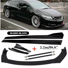 Front Bumper Lip Spoiler Splitter 86.6" Side Skirt Body Kit For Honda Civic C