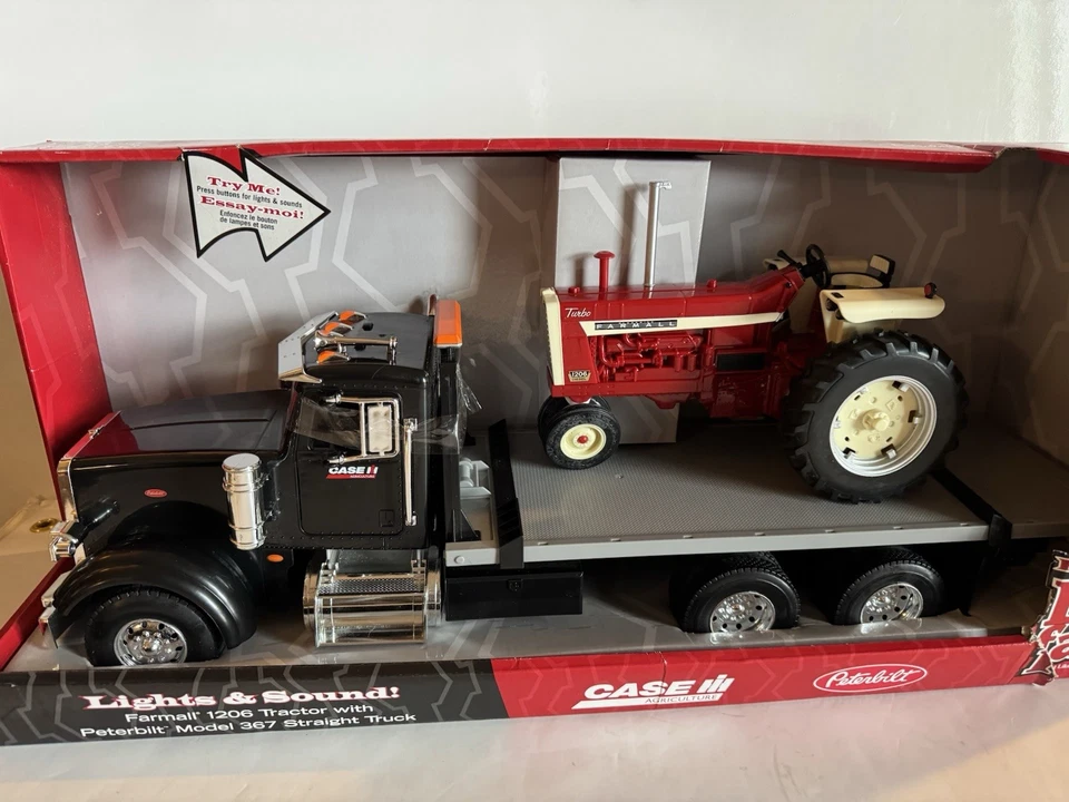 Big Farm 1:16 scale Case/IH Peterbilt Flatbed Truck w/Farmall 1206 Farm Tractor - Image 2 of 4