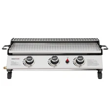 NEW⚡️24"Portable 3-Burner Tabletop Griddle w/Warming Rack,2-Handles,25,500BTU,St