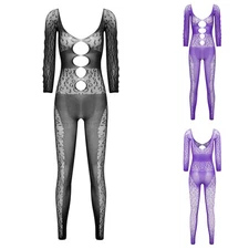 Womens Bodysuit Party Jumpsuit Swimwear One Piece Fishnet Bodystockings Rave